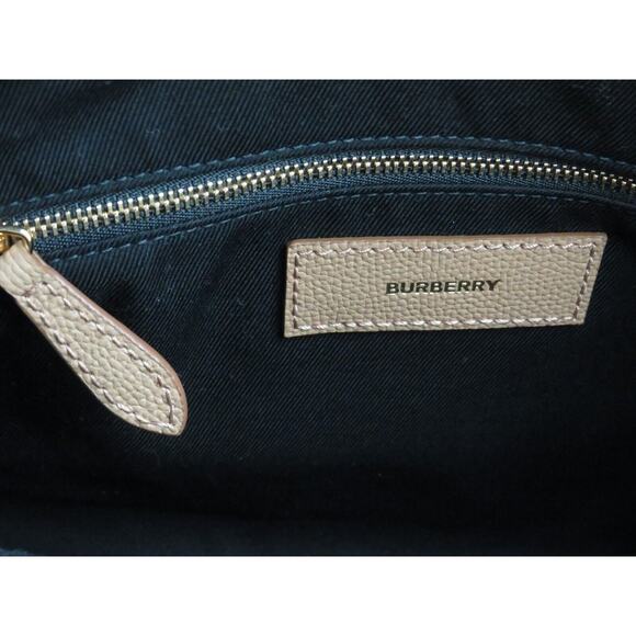 $1790 BURBERRY MD BANNER CAMEL TAN LEATHER CHECK LOGO SHOULDER MEDIUM TOTE BAG - Picture 8 of 13